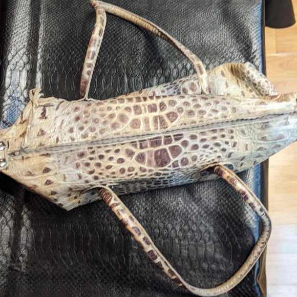 B. May Embossed Leather Satchel Collage Animal Pattern with Handles Bag - Picture 4 of 10